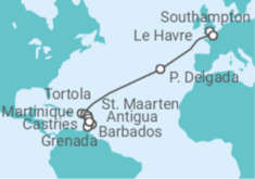 Reiseroute der Kreuzfahrt  Von Southampton (England) nach Fort de France (Martinique) Alles Inklusive - MSC Cruises