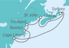 Reiseroute der Kreuzfahrt  USA, Kanada - Royal Caribbean