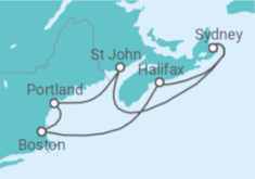 Reiseroute der Kreuzfahrt  Kanada - Royal Caribbean