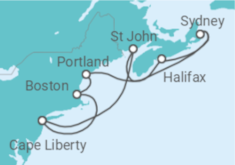 Reiseroute der Kreuzfahrt  USA, Kanada - Royal Caribbean