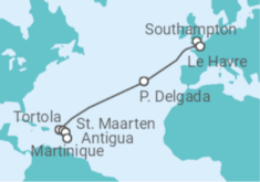 Reiseroute der Kreuzfahrt  Frankreich, Portugal, Britische Jungferninseln, Sint Maarten, Antigua Und Barbuda - MSC Cruises