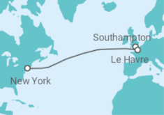 Reiseroute der Kreuzfahrt  Frankreich - Cunard