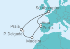 Reiseroute der Kreuzfahrt  Portugal, Spanien - Cunard