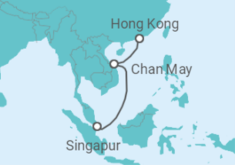 Reiseroute der Kreuzfahrt  Singapur - Cunard