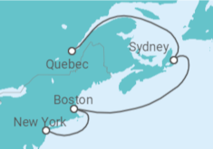 Reiseroute der Kreuzfahrt  USA, Kanada - Cunard