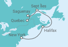 Reiseroute der Kreuzfahrt  Kanada - Cunard