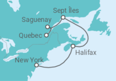 Reiseroute der Kreuzfahrt  Kanada - Cunard