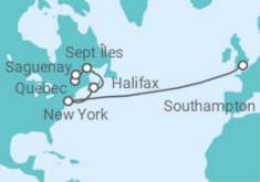 Reiseroute der Kreuzfahrt  Kanada, USA - Cunard