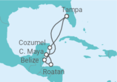 Reiseroute der Kreuzfahrt  Mexiko, Belize, Honduras - Royal Caribbean