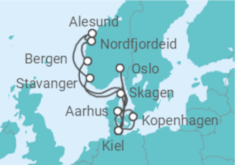 Reiseroute der Kreuzfahrt  Große Skandinavien-Reise ab Kiel - AIDA