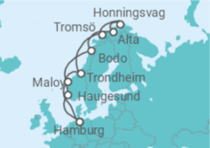 Reiseroute der Kreuzfahrt  Winter im hohen Norden ab Hamburg - AIDA