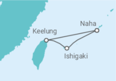 Reiseroute der Kreuzfahrt  Japan, Taiwan - MSC Cruises