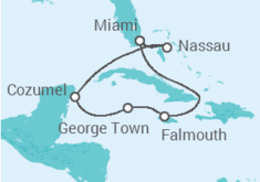 Reiseroute der Kreuzfahrt  Jamaika, Kaimaninseln, Mexiko, Bahamas Alles Inklusive - MSC Cruises
