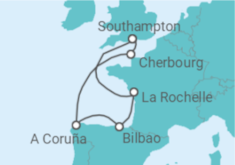 Reiseroute der Kreuzfahrt  Spanien, Frankreich - MSC Cruises