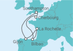 Reiseroute der Kreuzfahrt  Spanien, Frankreich - MSC Cruises