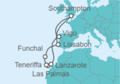 Reiseroute der Kreuzfahrt  Kanaren Alles Inklusive - MSC Cruises