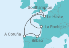 Reiseroute der Kreuzfahrt  Spanien, Frankreich Alles Inklusive - MSC Cruises