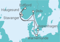 Reiseroute der Kreuzfahrt  Norwegen, Dänemark - MSC Cruises