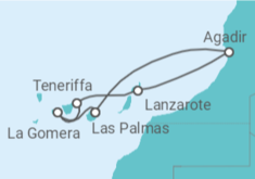 Reiseroute der Kreuzfahrt  7 Nächte - Kanaren mit Marokko - ab/bis Las Palmas - Mein Schiff