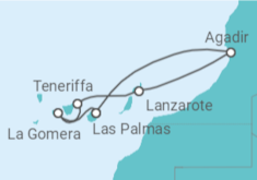 Reiseroute der Kreuzfahrt  7 Nächte - Kanaren mit Marokko - ab/bis Las Palmas - Mein Schiff
