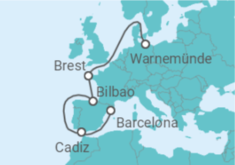 Reiseroute der Kreuzfahrt  Spanien Alles Inklusive - MSC Cruises