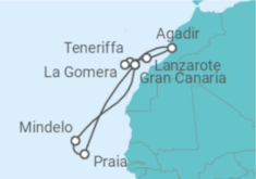Reiseroute der Kreuzfahrt  14 Nächte - Kanaren mit Kapverdischen Inseln - ab/bis Las Palmas - Mein Schiff