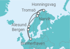 Reiseroute der Kreuzfahrt  14 Nächte - Winterliches Norwegen - ab/bis Bremerhaven - Mein Schiff