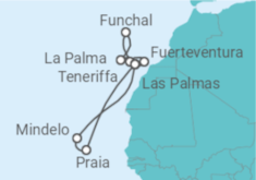 Reiseroute der Kreuzfahrt  14 Nächte - Kanaren mit Kapverdischen Inseln - ab/bis Las Palmas - Mein Schiff