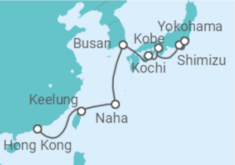 Reiseroute der Kreuzfahrt  14 Nächte - Japans große Schätze - ab Hongkong/bis Tokio - Mein Schiff