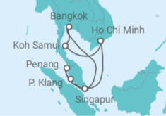 Reiseroute der Kreuzfahrt  13 Nächte - Faszination Südostasien - ab/bis Singapur - Mein Schiff