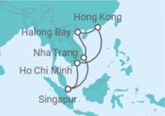 Reiseroute der Kreuzfahrt  14 Nächte - Faszination Südostasien - ab/bis Singapur - Mein Schiff