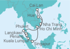 Reiseroute der Kreuzfahrt  Malaysia, Thailand & Vietnam with Halong Bay - Princess Cruises