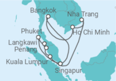 Reiseroute der Kreuzfahrt  Malaysia, Thailand & Vietnam - Princess Cruises