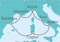 Reiseroute der Kreuzfahrt  Spanien, Italien - Costa Kreuzfahrten