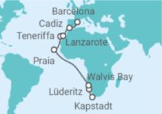 Reiseroute der Kreuzfahrt  Namibia, Kapverden, Spanien - Costa Kreuzfahrten