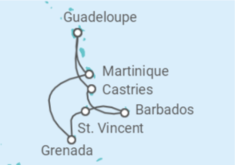 Reiseroute der Kreuzfahrt  St. Lucia, Barbados, Martinique - MSC Cruises