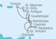 Reiseroute der Kreuzfahrt  15 Tage Ostkaribik mit Flug Alles Inklusive - MSC Cruises