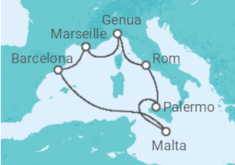 Reiseroute der Kreuzfahrt  Frankreich, Italien, Malta Alles Inklusive - MSC Cruises