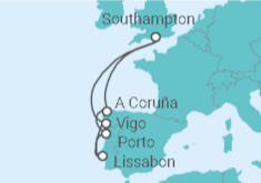 Reiseroute der Kreuzfahrt  SPAIN AND PORTUGAL - PO Cruises