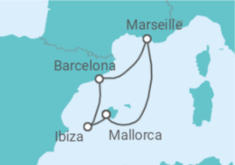 Reiseroute der Kreuzfahrt  Kurzreise nach Frankreich & Spanien - AIDA