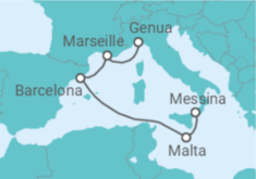 Reiseroute der Kreuzfahrt  Malta, Spanien, Frankreich - MSC Cruises