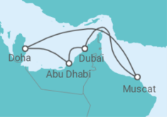 Reiseroute der Kreuzfahrt  Vereinigte Arabische Emirate, Oman, Katar Alles Inklusive - Costa Kreuzfahrten
