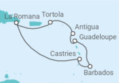Reiseroute der Kreuzfahrt  St. Lucia, Barbados, Guadeloupe, Antigua Und Barbuda, Britische Jungferninseln Alles Inklusive - Costa Kreuzfahrten