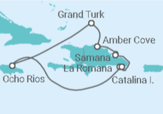 Reiseroute der Kreuzfahrt  Silvester in der Karibik - Costa Kreuzfahrten