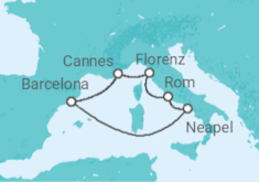 Reiseroute der Kreuzfahrt  Italien, Frankreich - Disney Cruise Line
