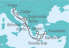 Reiseroute der Kreuzfahrt  Adria & Griechenland ab Korfu 1 - AIDA