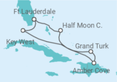 Reiseroute der Kreuzfahrt  Bahamas, USA - Holland America Line