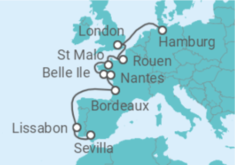 Reiseroute der Kreuzfahrt  Europas Flüsse – Premierenroute auf sieben Flüssen - Hapag-Lloyd Cruises