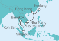 Reiseroute der Kreuzfahrt  China, Vietnam, Thailand - NCL Norwegian Cruise Line