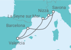 Reiseroute der Kreuzfahrt  7 Nächte - Faszination Mittelmeer - ab/bis Savona
- Mein Schiff